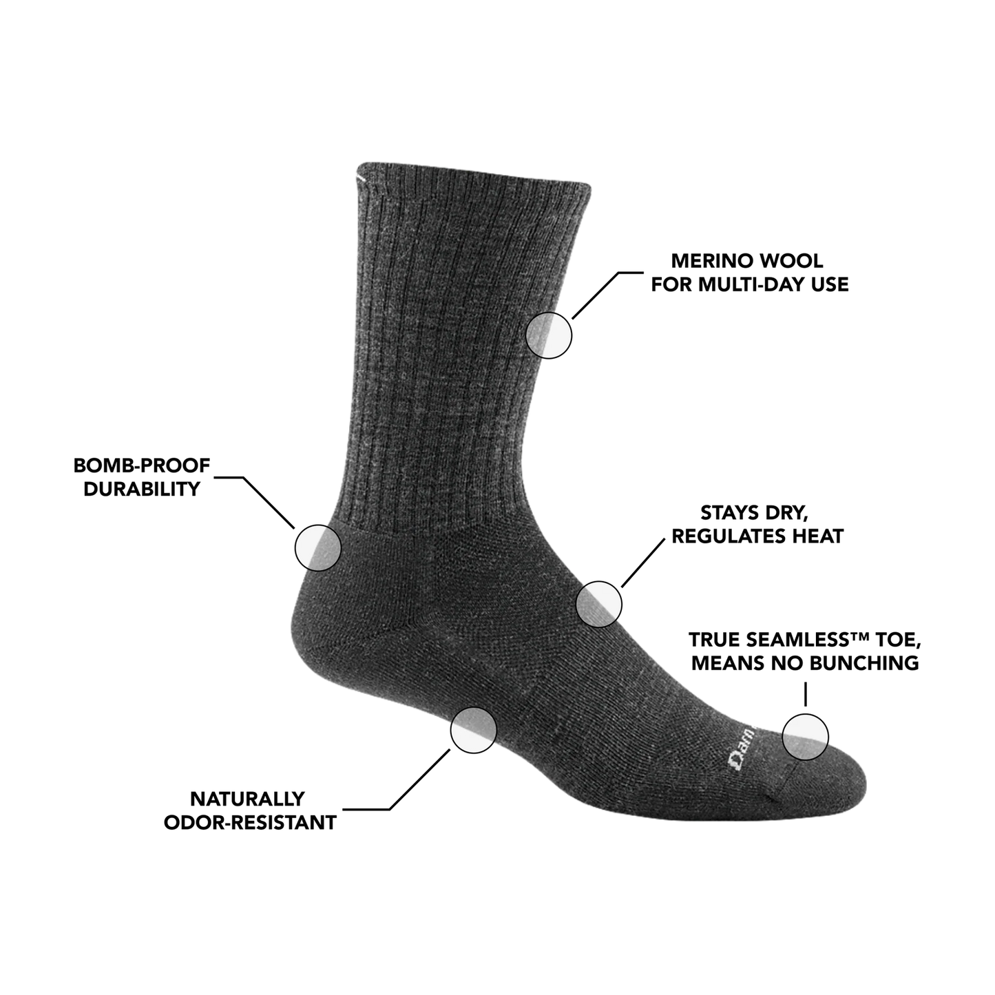 Darn Tough Men's The Standard Crew Cushioned Lightweight Lifestyle Socks 1657
