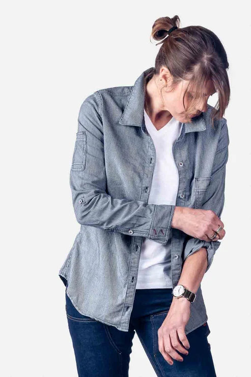 Dovetail Givens Work Shirt Indigo Stripe