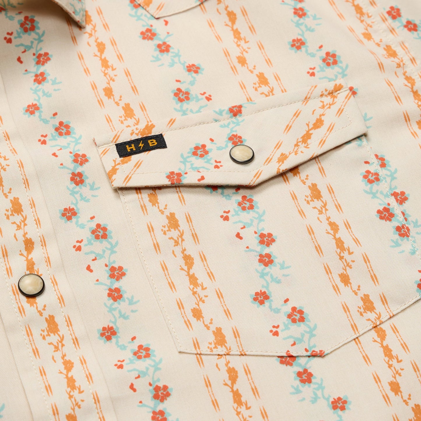 Howler Bros. H Bar B Snapshirt - Hibiscus Ribbons : Riverbed Oxford