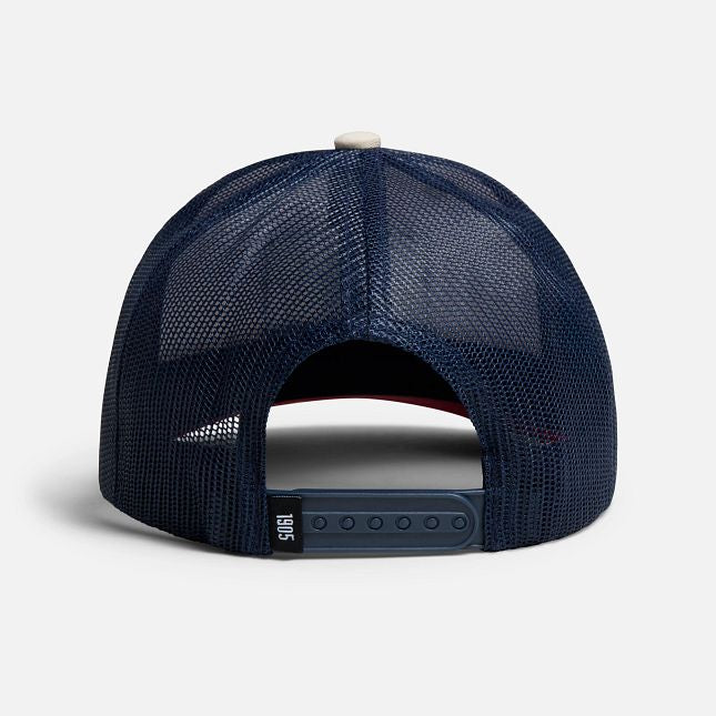 Red WIng Style 97408 PRO TRUCKER CAP UNISEX BALL CAP IN STONE/RED/NAVY
