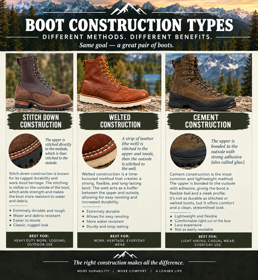 Understanding Boot Construction: Stitchdown vs. Welted vs. Direct Attach Soles
