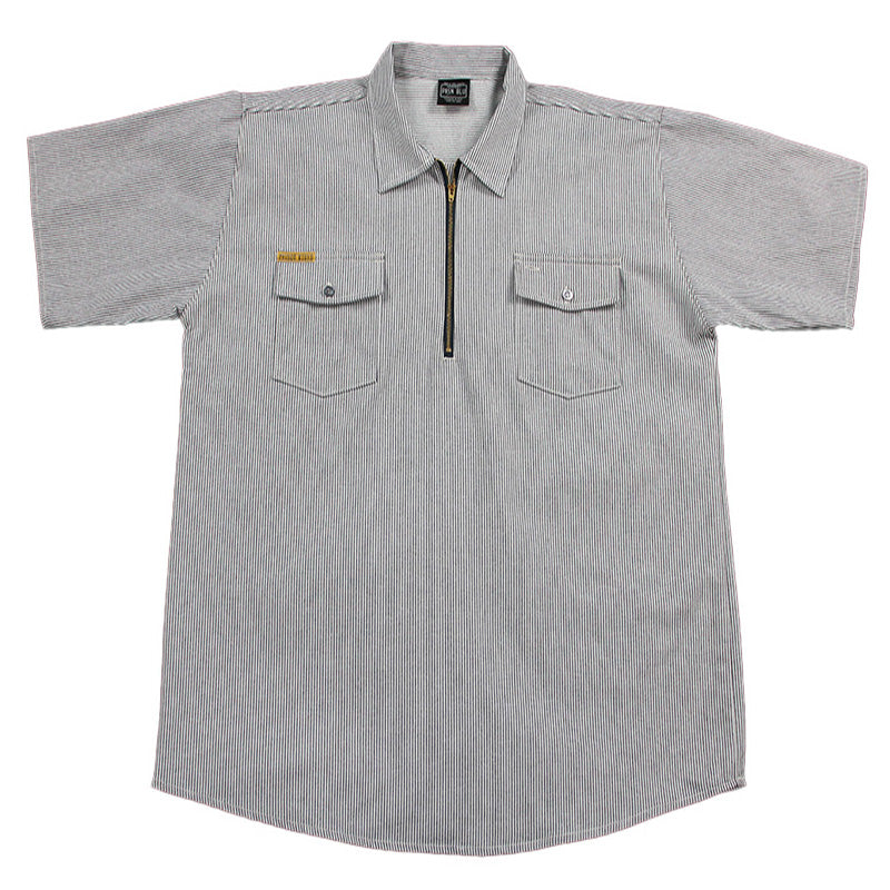 Prison Blues Short Sleeve Zip Hickory Shirt