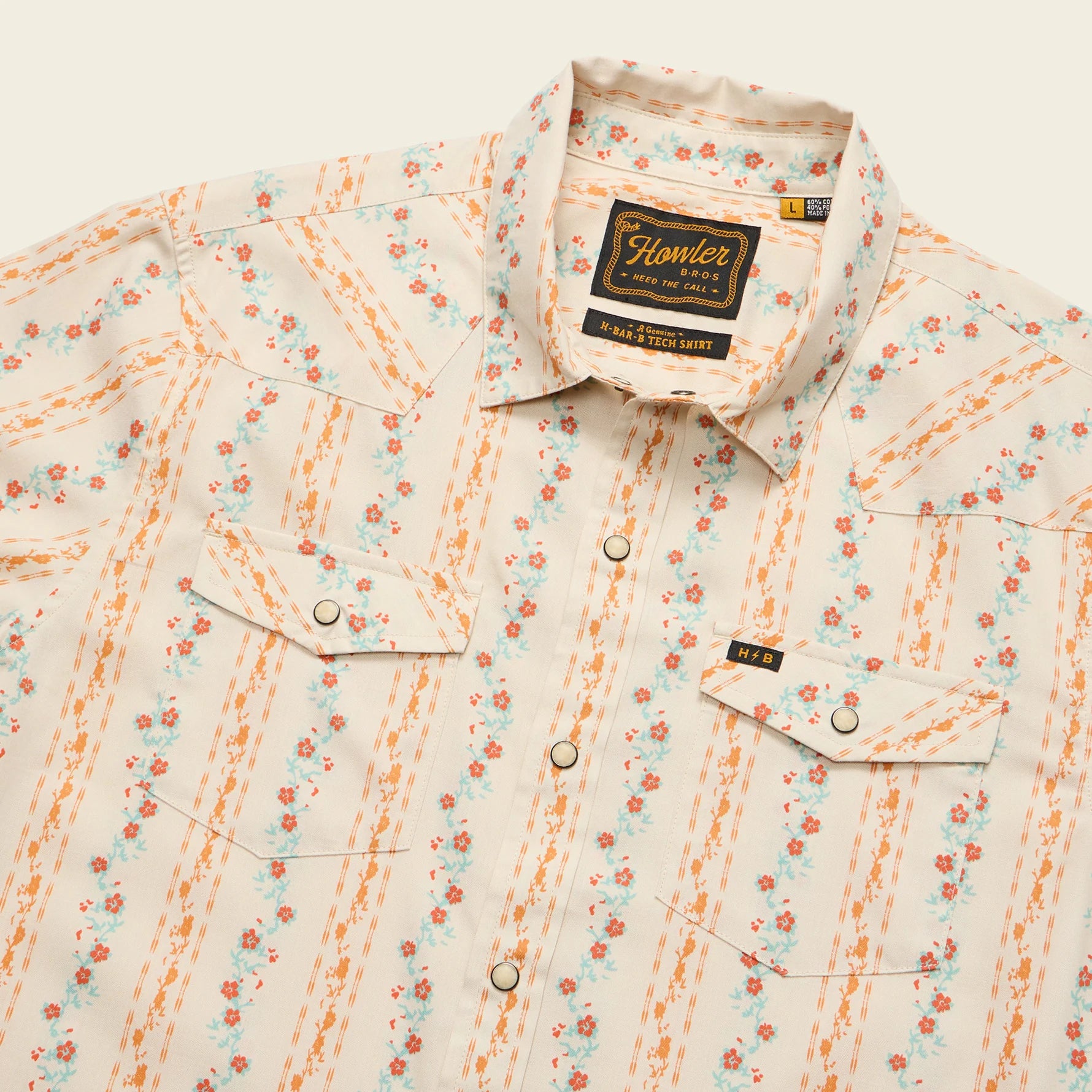 Howler Bros. H Bar B Snapshirt - Hibiscus Ribbons : Riverbed Oxford